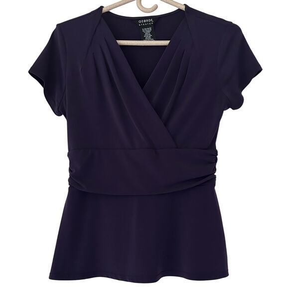 Vintage George stretch babydoll ruched waist peplum wrap 90s Y2K retro stretch S - Picture 1 of 9